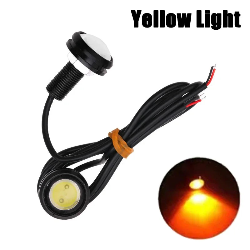 2Pcs Universal Car Motor Eagle Eye DRL Led Daytime Motorcycle Backup Reversing Parking Signal Automobiles Lamps Car Styling 12V Yellow 02
