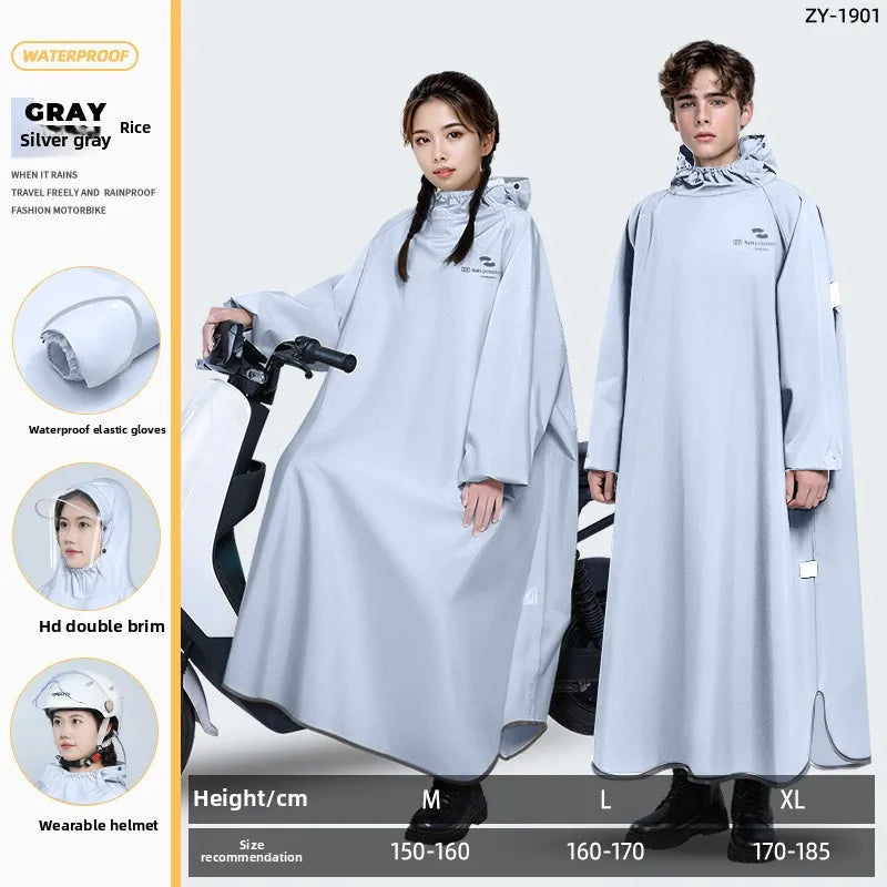 Women's Raincoat Riding Bike Full-body Rainproof Men's Adult One-piece Thick Electric Car Oxford Cloth Motorcycle Rain Poncho