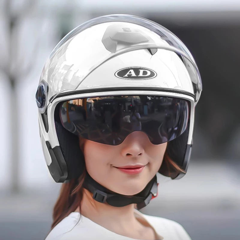 Electric Car Helmet Ladies Winter Warm Battery Car Helmet Four Seasons Motorcycle Half Helmet Male