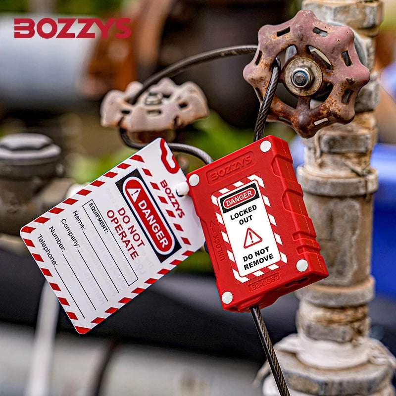 BOZZYS Industrial Adjustable Cable lockout Padlock Safety padlock with 4MM Diameter Cable