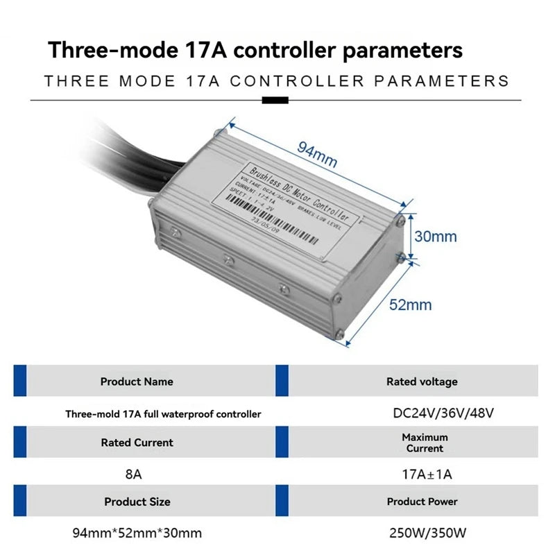 Three Mode Ebike Sine Wave Controller 24V/36V/48V 17A With S866 LCD Display Waterproof Connector For 350W Ebike