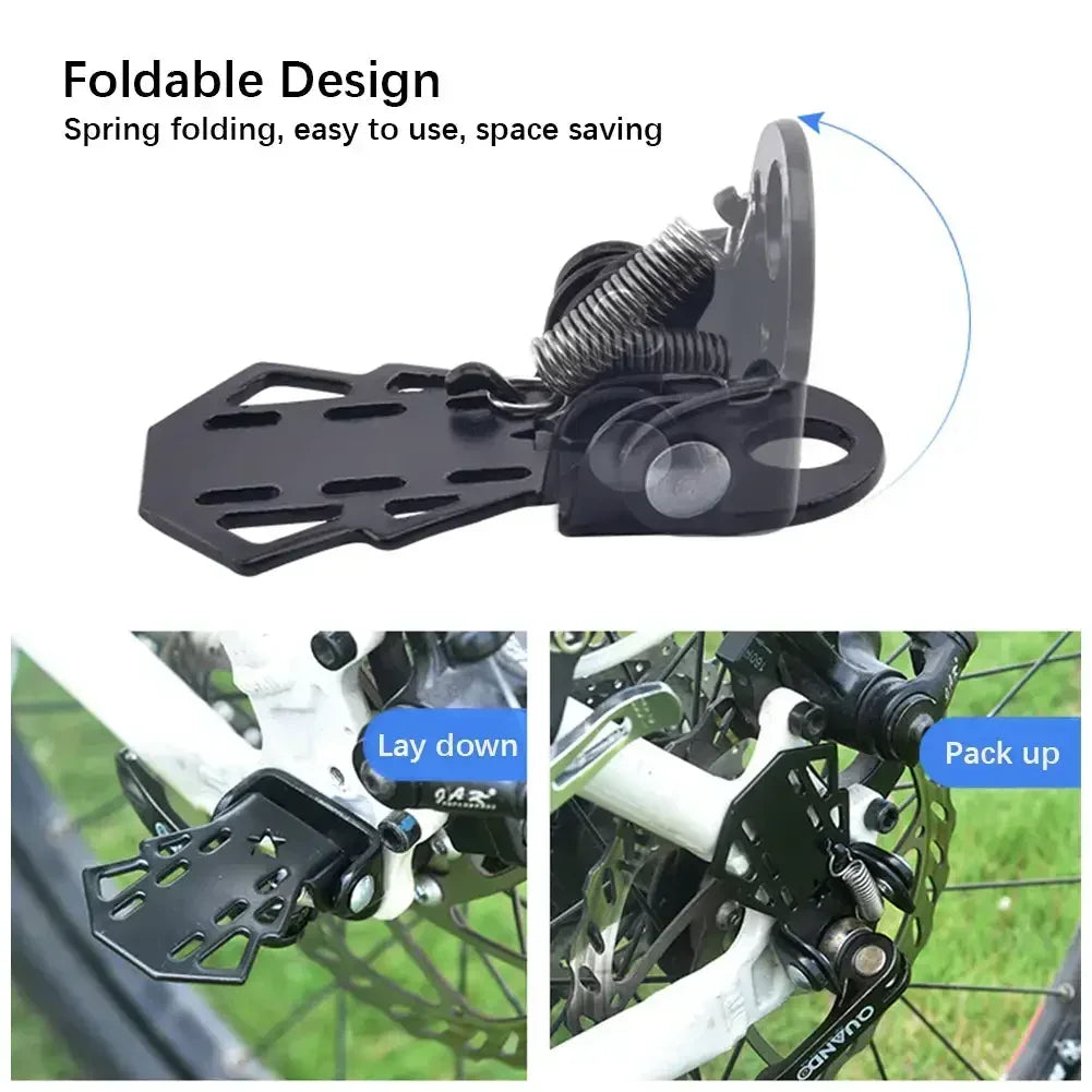 2Pcs Durable MTB Rear Seat Footrest Mounted on Back Wheel Bike Pedals Folding Footboard Cycling Accessories Non-slip Design