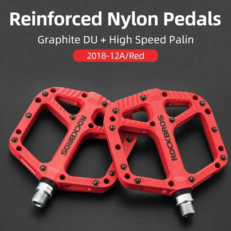 ROCKBROS Ultralight Seal Bearings Bicycle Bike Pedals Cycling Nylon Road bmx Mtb Pedals Flat Platform Bicycle Parts Accessories 2018-12ARD