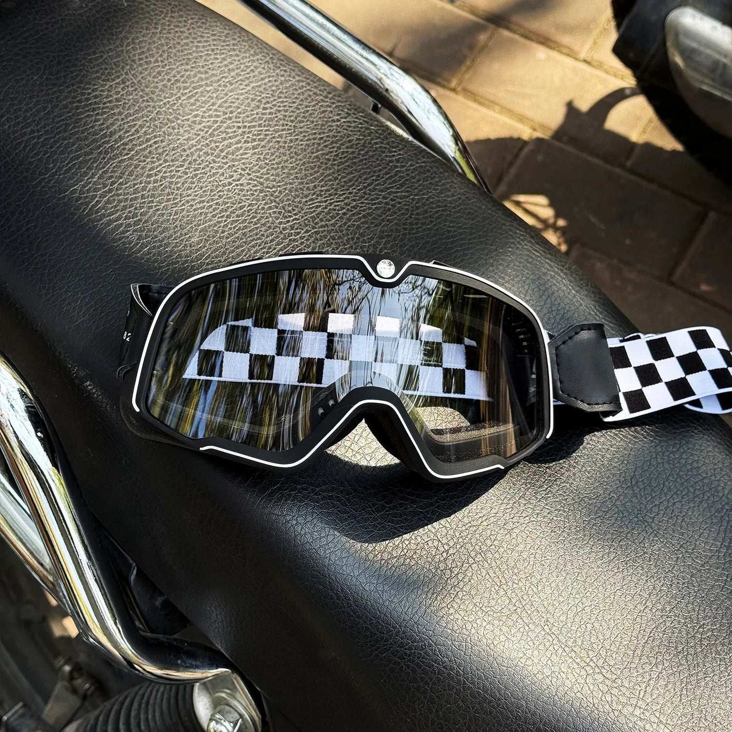 Motorcycle Glasses Windproof Motorcycle Helmet Glasses Sunglasses Retro Universal Leather Retro Motorcycle Accessories BL-Clear