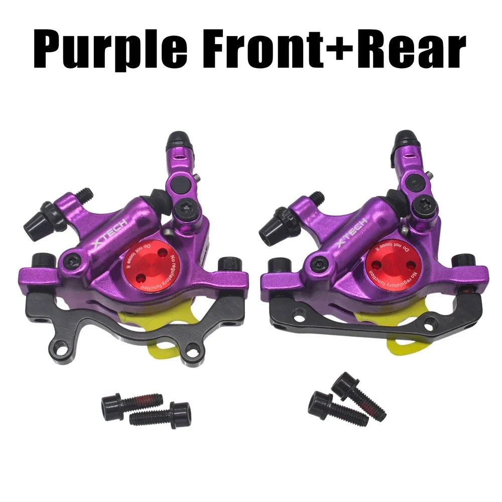 Mountain Bicycle Hydraulic Disc Brake Calipers HB100 MTB Line Pulling Oil Brake Front & Rear For Folding Bike Purple A Pair