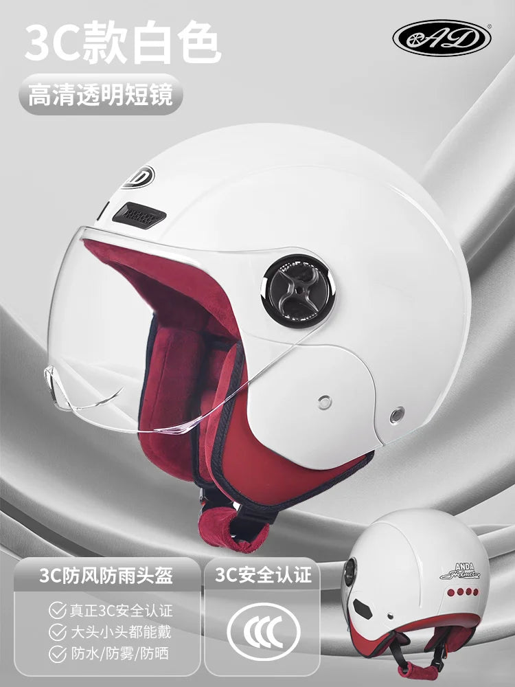Electric Women Motoctcle Helmet Moped Helmets With Visors Pink Summer For Vespa Bicycle