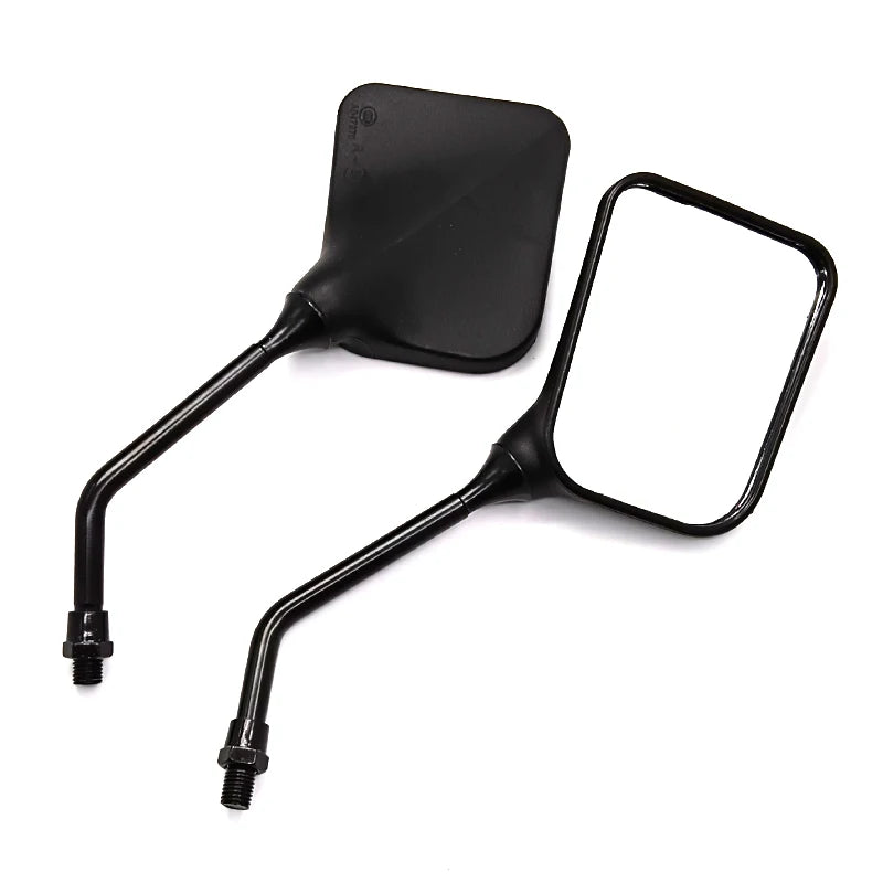 2PCS Black Square Motorcycle Mirrors - Universal Dual Sport Side Mirrors for All Bikes (Plastic Adjustable)