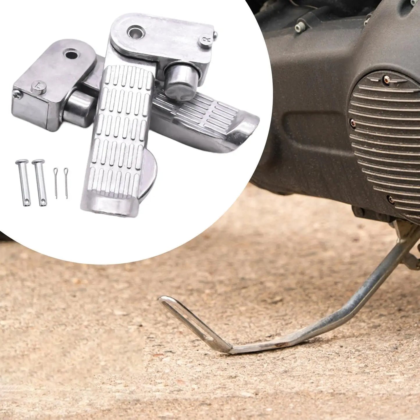 1 Pair of Motorcycle Foot Pegs Pedal Aluminum Alloy 11x2.5cm Spare Parts for E-bike Scooter Simple Assembly Folding