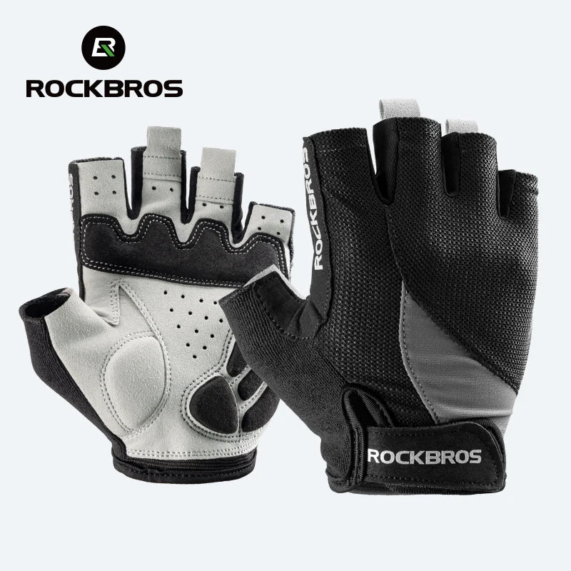 ROCKBROS Half Finger Bike Gloves MTB Road Spring Summer Breathable Shorts Bicycle Gloves Men Women Gel Padded Cycling Gloves