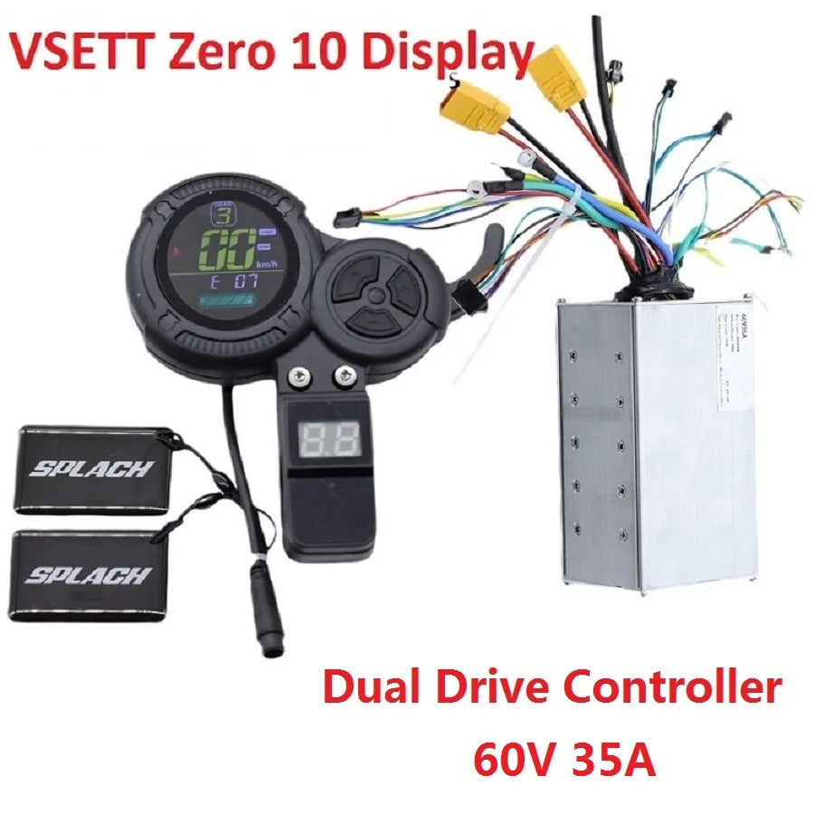 60V 35A Sine Wave 2 in 1 Dual Drive Controller Display Throttle & NFC Card For VSETT 10+ 60V Electric Scooter