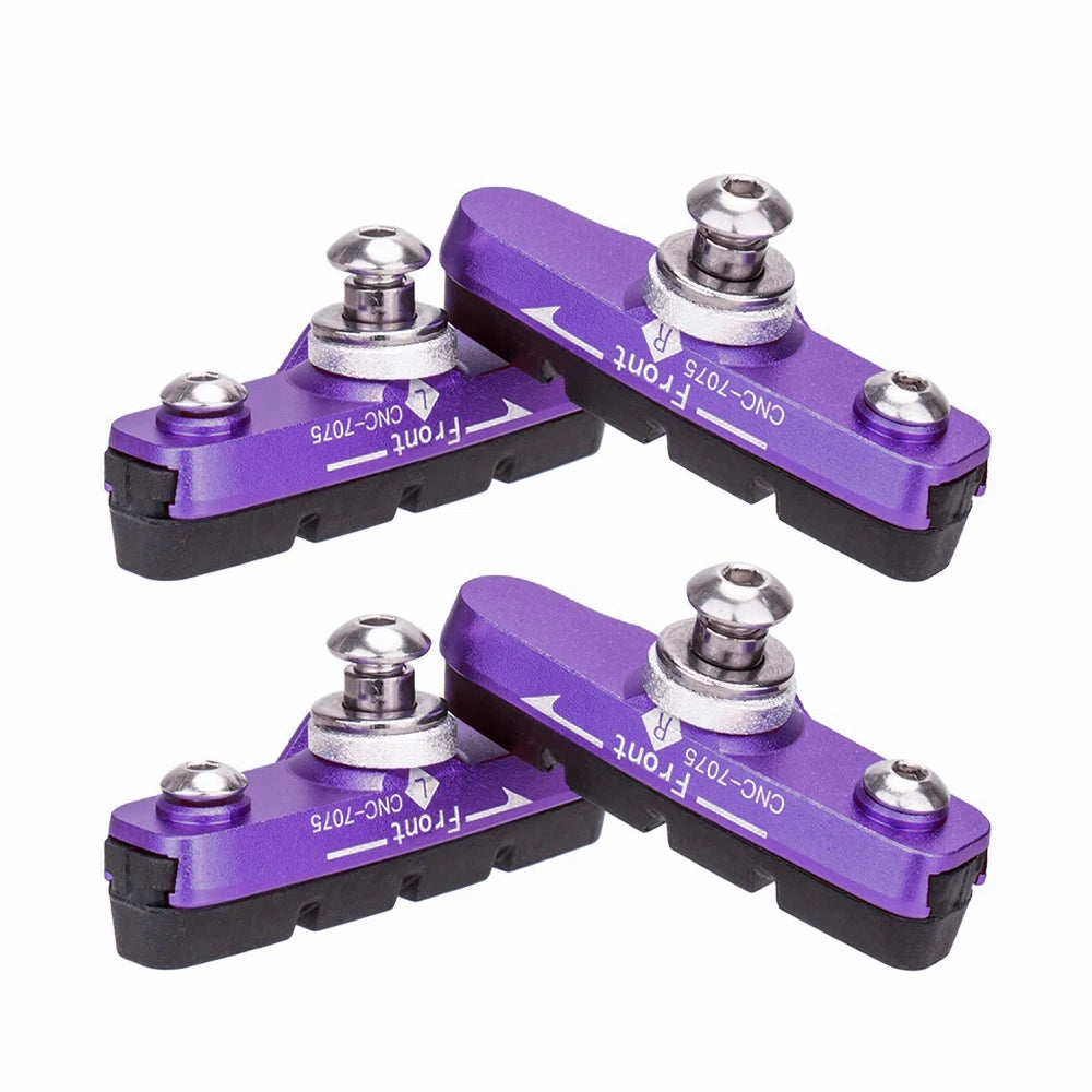 ZTTO Road Bike Brake Shoes C Caliper Hoof Replaceable Rubber Pads CNC Shell Block For Aluminum Alloy Rims Friction Wheel Brake Purple 2 Pairs