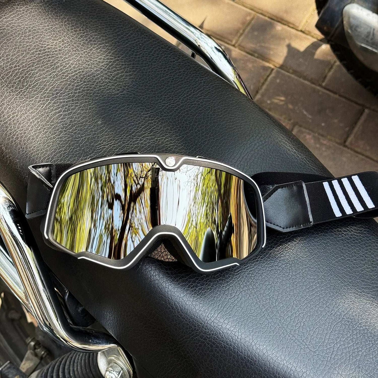 Motorcycle Glasses Windproof Motorcycle Helmet Glasses Sunglasses Retro Universal Leather Retro Motorcycle Accessories