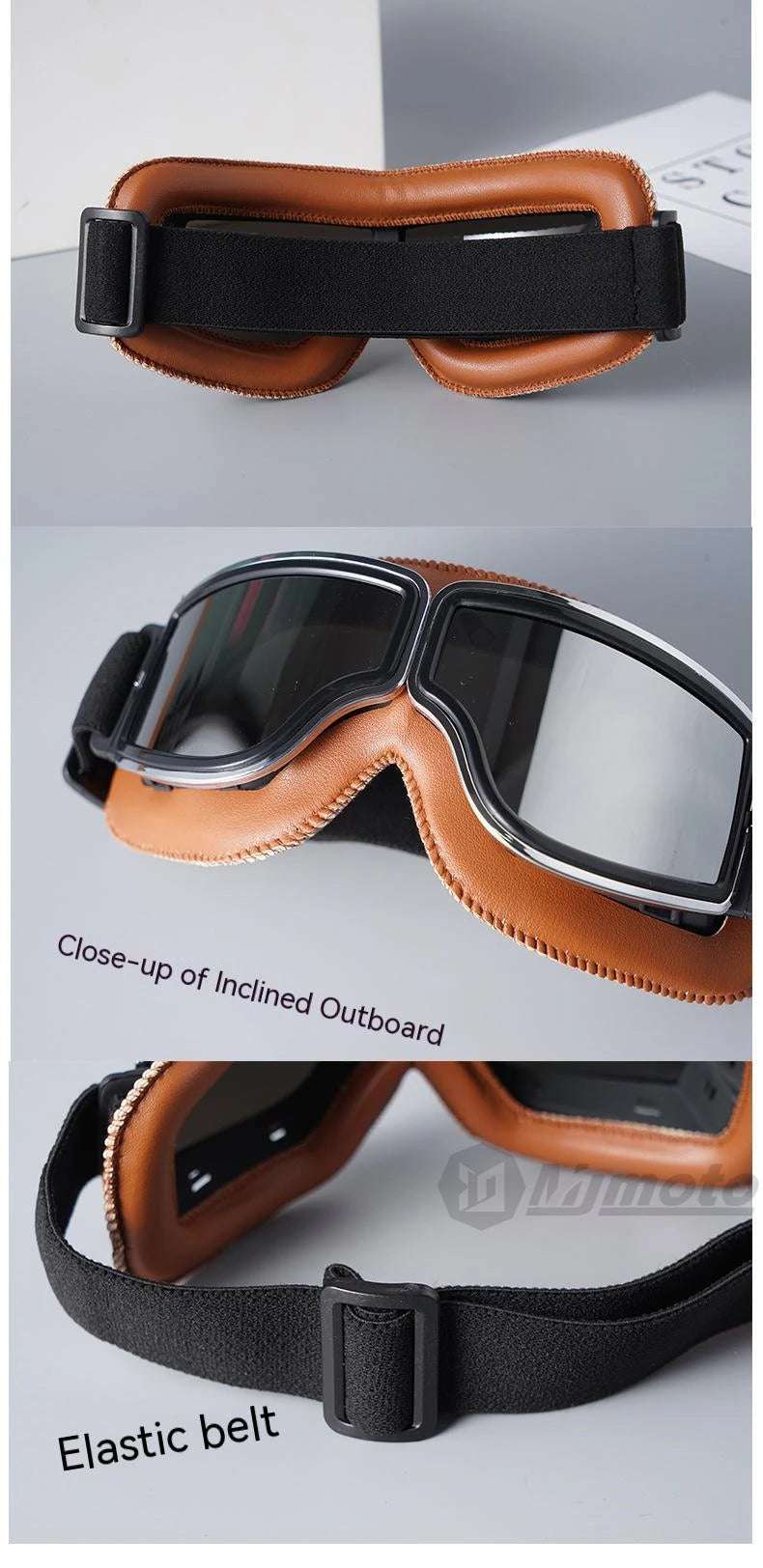 Universal Motorcycle Vintage Goggles Leather Motorbike Scooter Biker Moto Glasses Goggles for Steampunk Helmet Goggles Dustproof