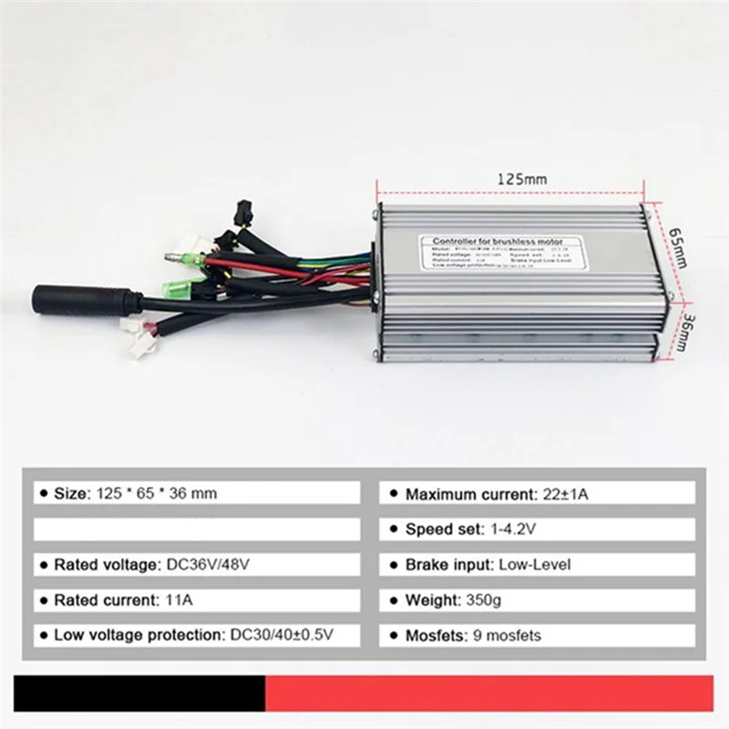 AEF6-Electric Bicycle KT-22A Controller 36V/48V 9 Tubes Square Wave SM Connector Controller Parts With Double Headed Light Line