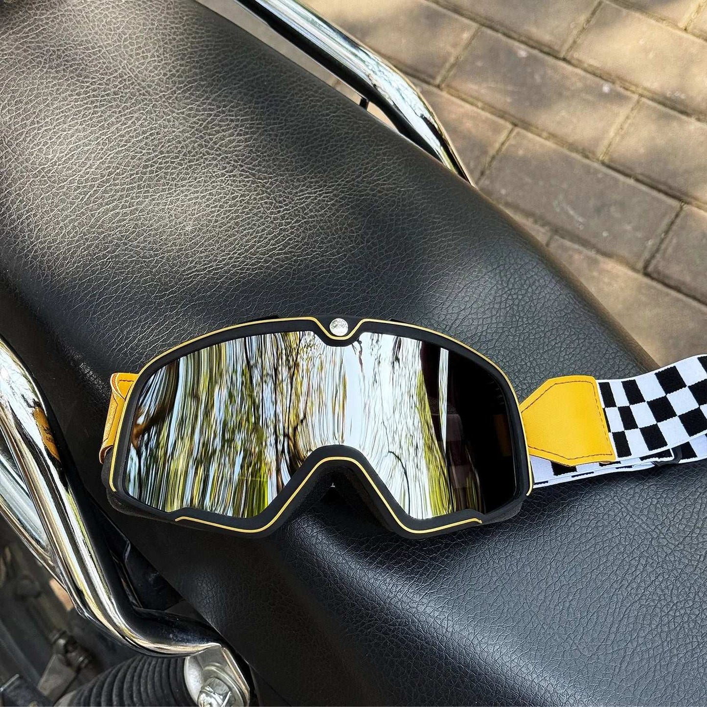 Motorcycle Glasses Windproof Motorcycle Helmet Glasses Sunglasses Retro Universal Leather Retro Motorcycle Accessories