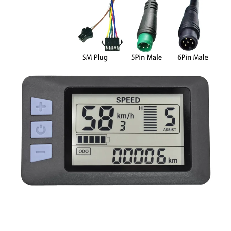 AA90 P3H LCD Display Meter Dashboard 24V 36V 48V 60V Electric Bike Meter Display Panel for Electric Scooter(5PIN)