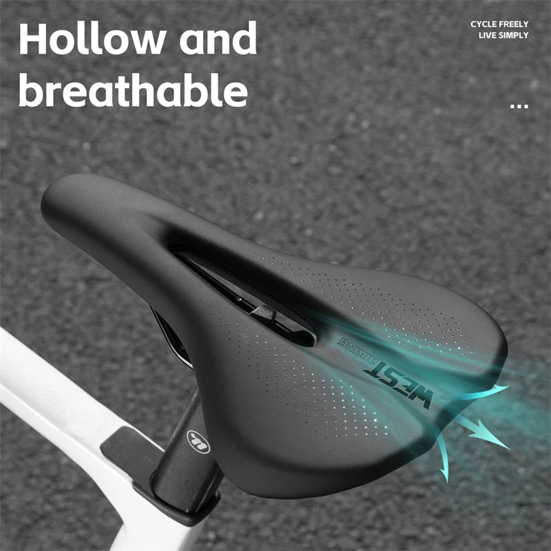 WEST BIKING Road Bicycle Seat 140mm Short Nose Saddle Racing Bike Lightweight Eco-Friendly PU Leather Foam Comfortable Saddle