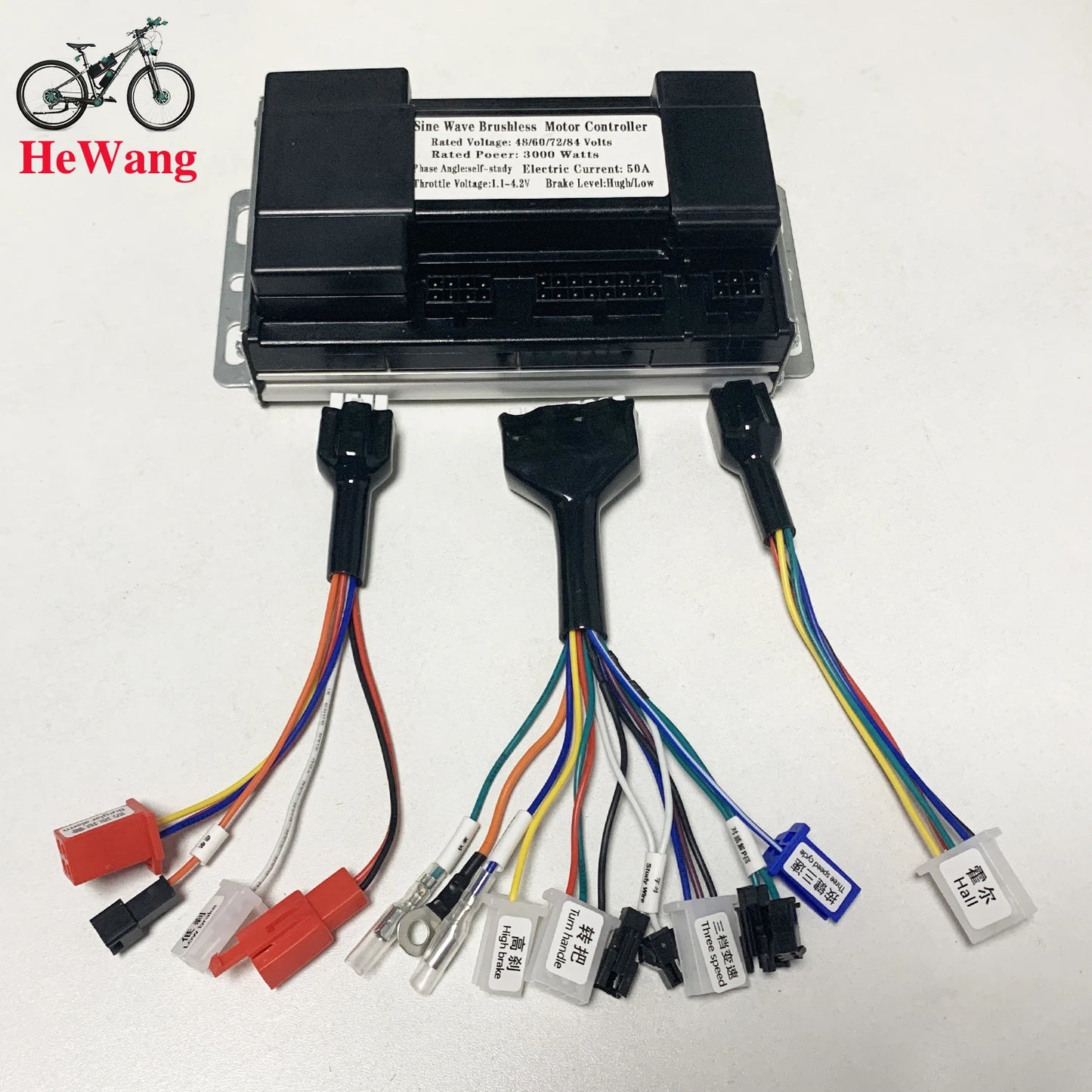 three mode sine wave controller 48V 52V 60V 72V 1500W 2000W 2500W 3000W e-bike brushless moter dc controller 50A for E-scooter