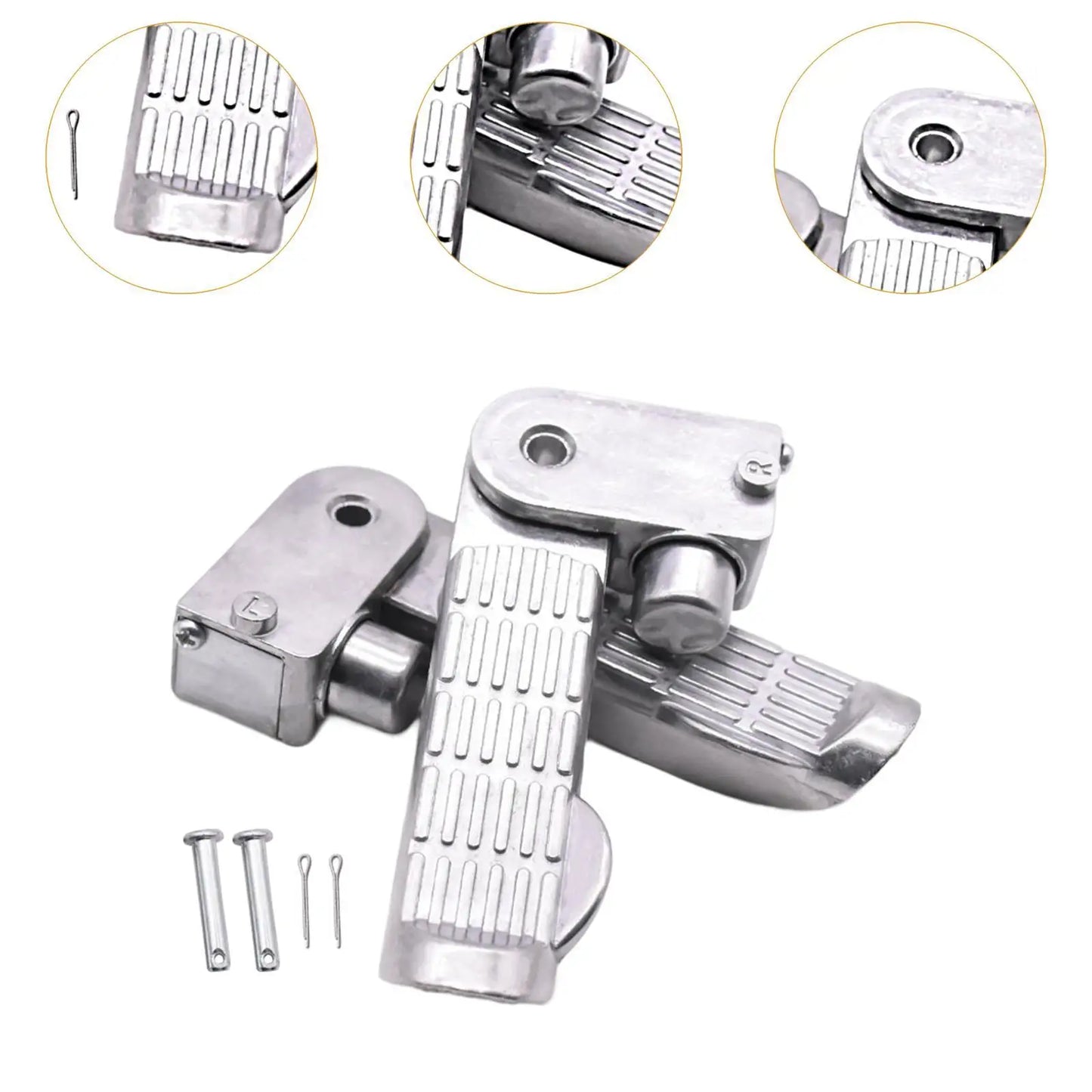 1 Pair of Motorcycle Foot Pegs Pedal Aluminum Alloy 11x2.5cm Spare Parts for E-bike Scooter Simple Assembly Folding