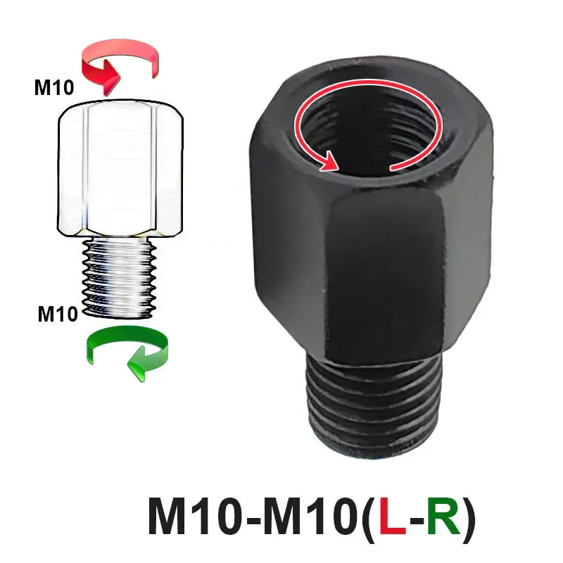Black Mirror Adapter M10 M8 10MM 8MM Motorcycle Scooter Rearview Mirrors Adapters Right Left Hand Thread Conversion Bolt Screws
