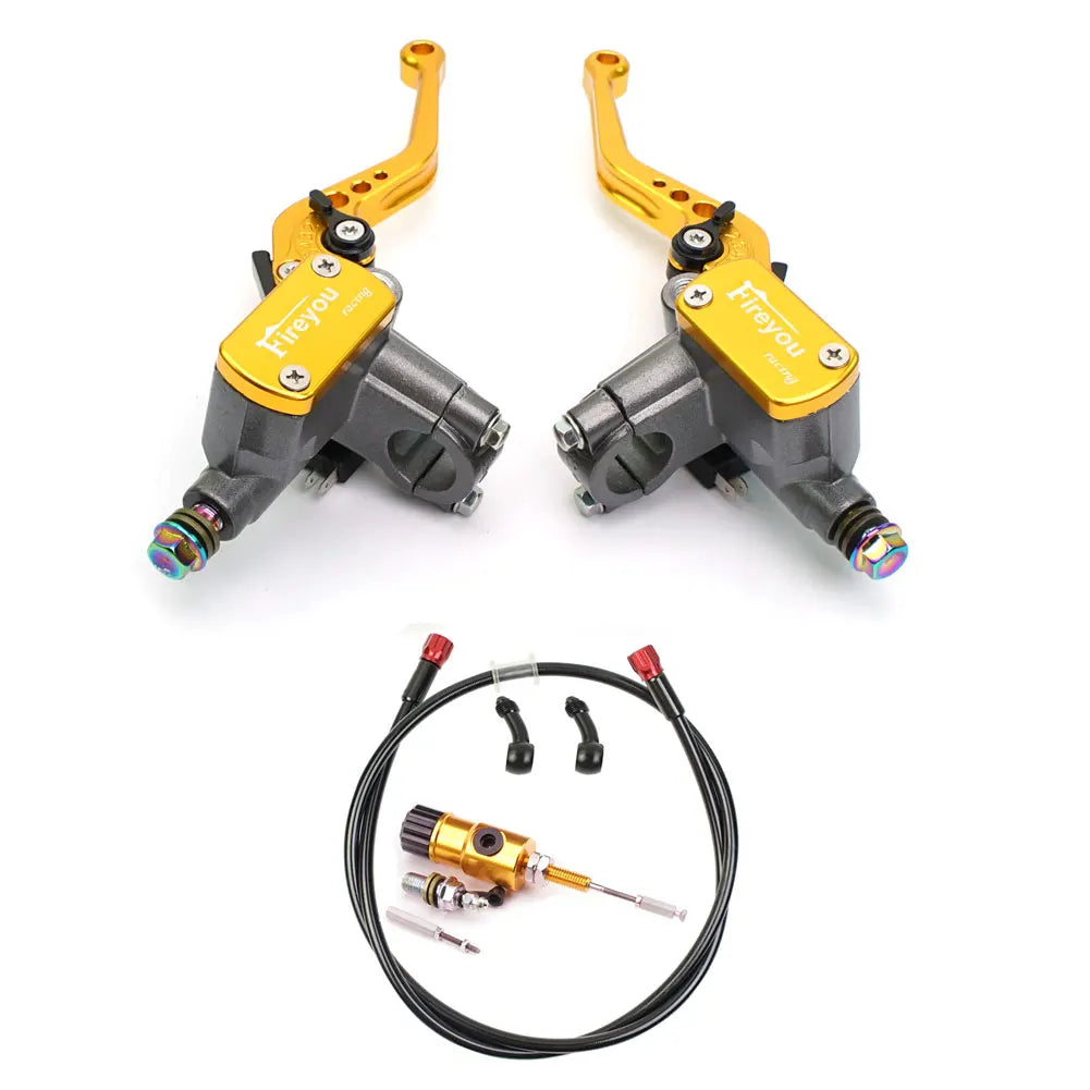 22mm Motorcycle Hydraulic Clutch Kit Brake Master Cylinder Kit For Honda Yamaha Kawasaki Suzuki Dirt Bike Sport Bike Scooter Gold Set