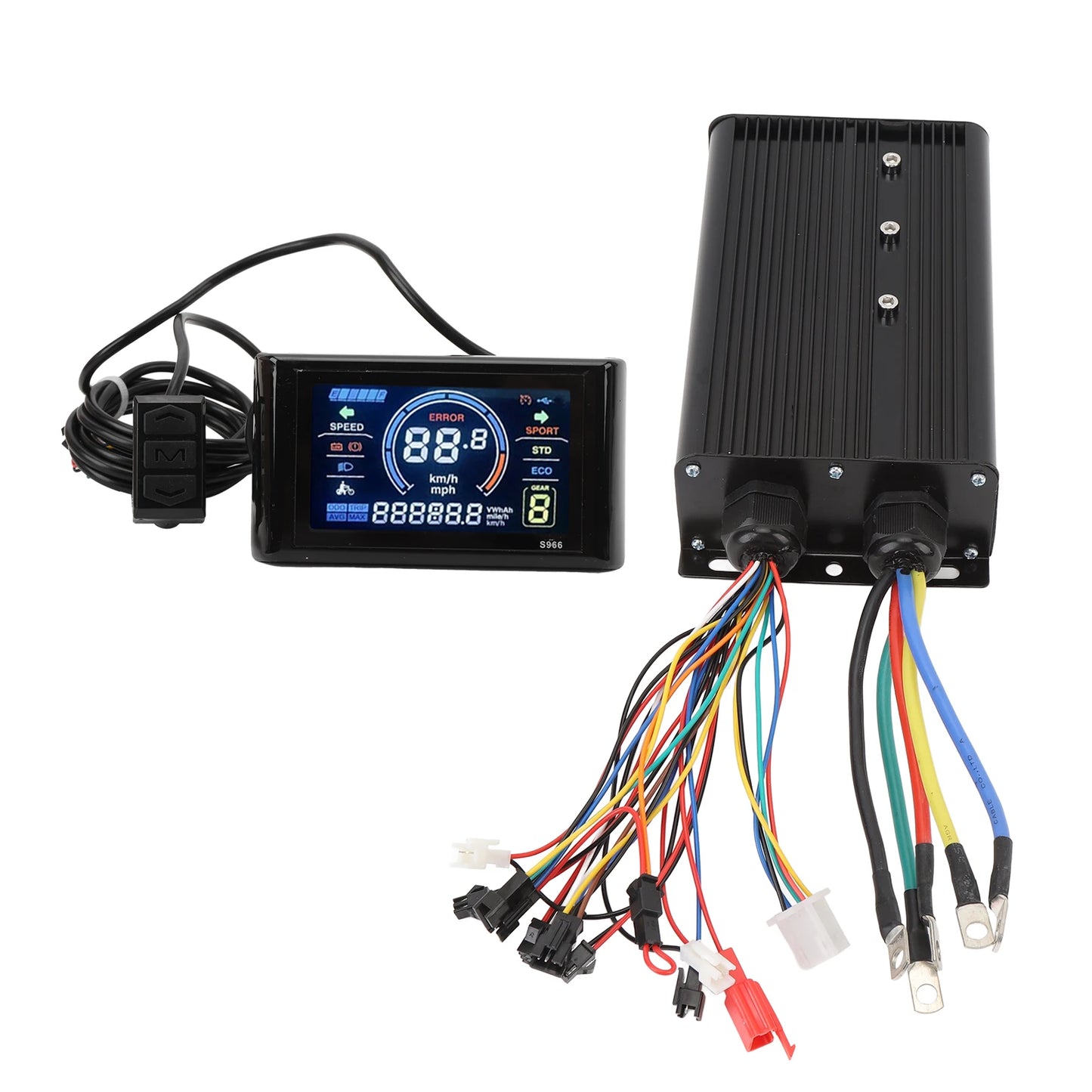 80A 60V 72V 2000W 3000W 5000W Brushless Motor Controller Kit with S966 LCD Display WaterProof Plug 20X Speed Adjustment Throttle