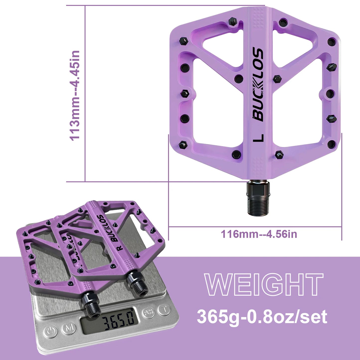 BUCKLOS Bicycle Pedal Nylon Mountain Bike Pedal Widen Road Bicycle Pedals Non-slip MTB Pedals for AM BMX Folding Bike