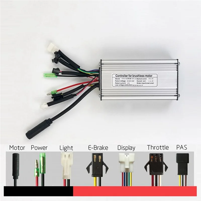 AEF6-Electric Bicycle KT-22A Controller 36V/48V 9 Tubes Square Wave SM Connector Controller Parts With Double Headed Light Line