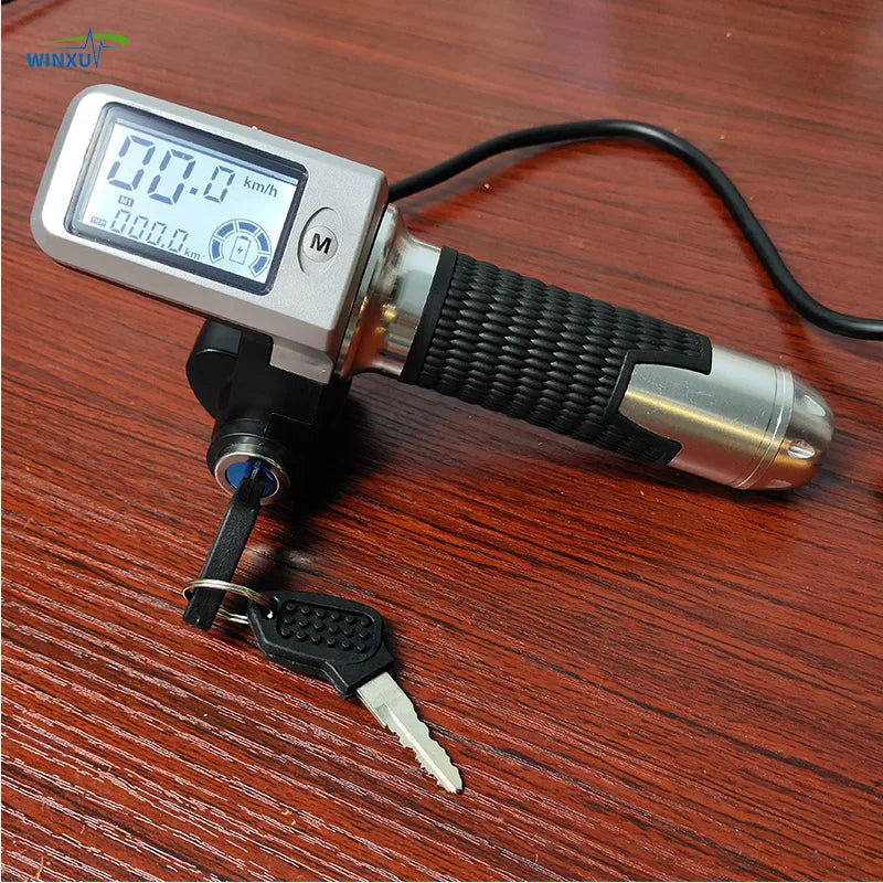 24V 36V 48V LCD Speed Mileage Battery Voltage Display 3-Speed Throttle Accelerator for Electric Scooter Mountain Bike
