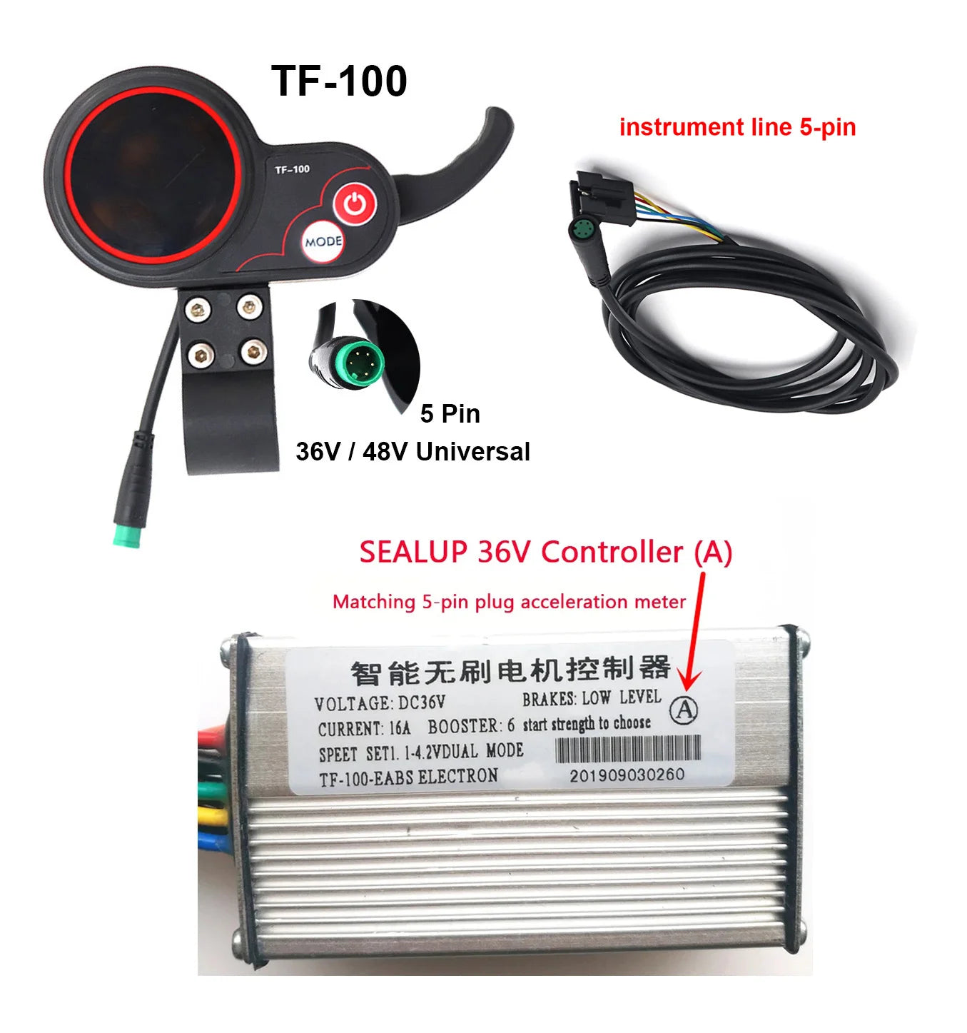 36V 16A 48V 20A Brushless Motor Controller TF-100 LCD Display Meter for Kugoo M4 Electric Scooter Bike Modification