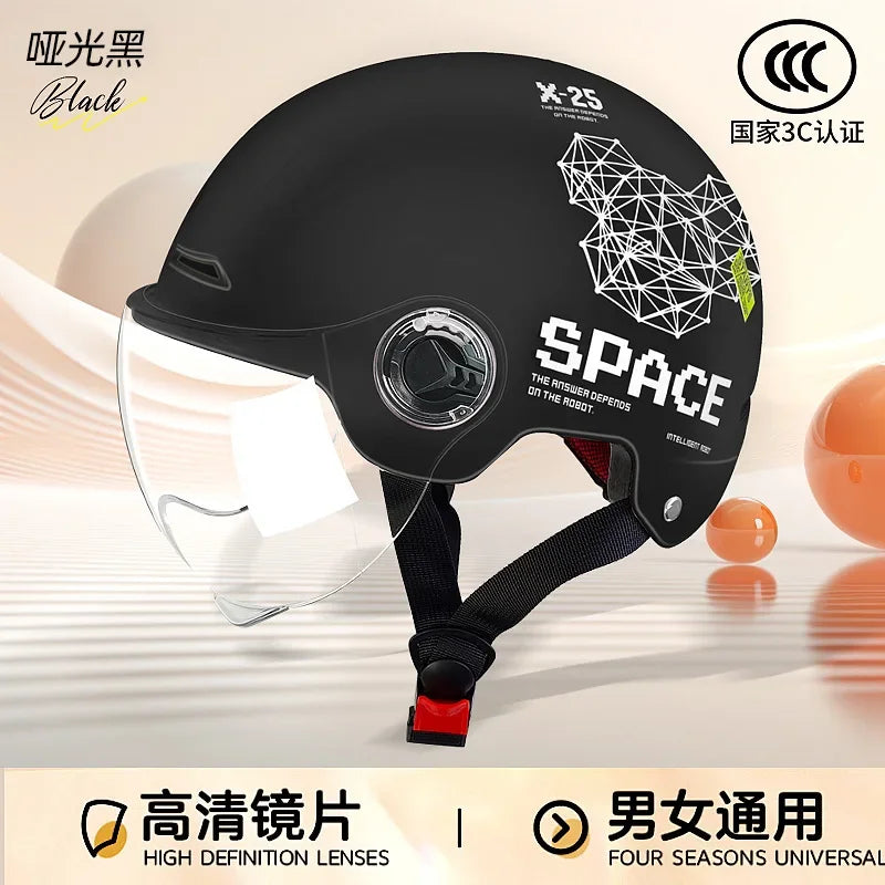 helmet motorcycle winter warm women's winter men's double mirror four-season helmet summer matte black China