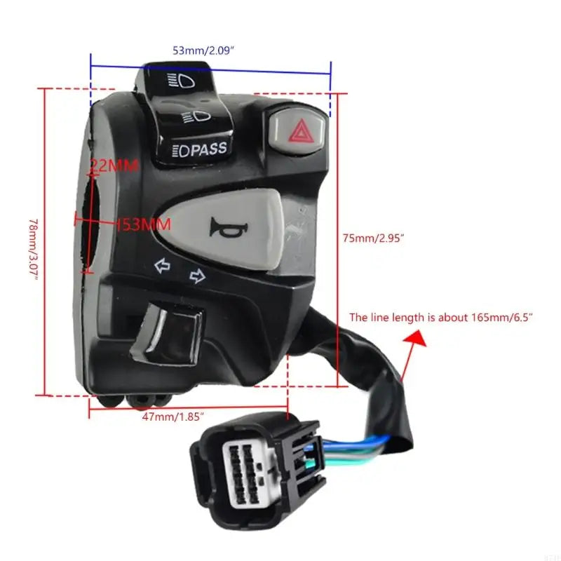 37JE Motorcycle Horn Turn Signal Switch 22mm Handlebar Switch Replacement High/Low Beam Control Switch Button for 150