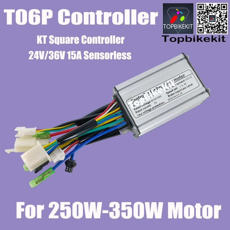 Ebike 250W 15A Motor Controller Sensorless T06P KT 24V 36V 250W Controller For 250W Electric hub Motor