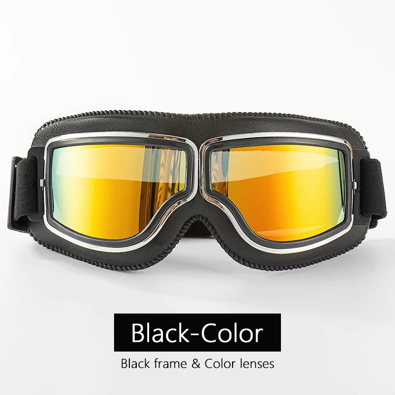 Universal Motorcycle Vintage Goggles Leather Motorbike Scooter Biker Moto Glasses Goggles for Steampunk Helmet Goggles Dustproof