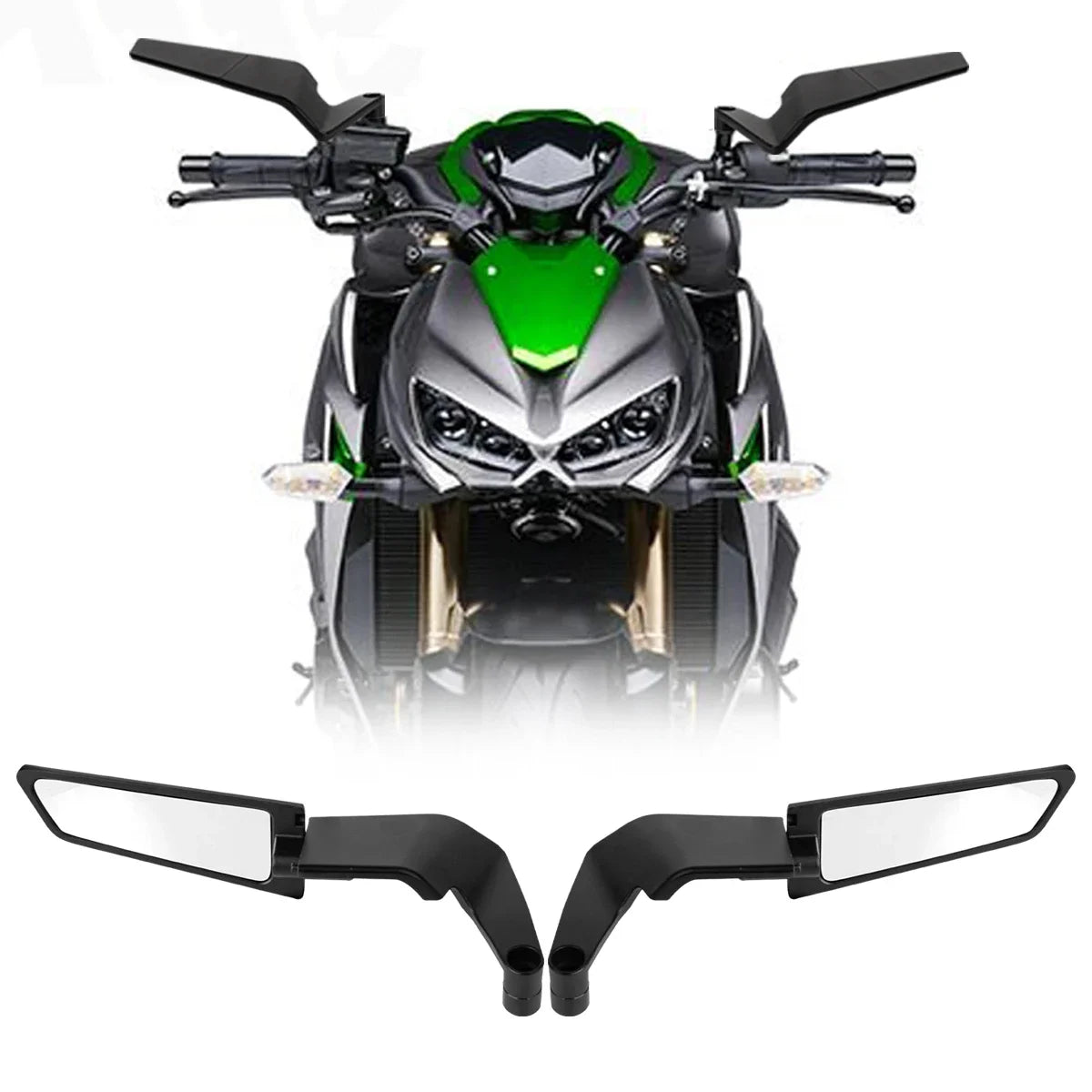 Motorcycle Side View Mirror For Kawasaki Z1000 Z900 Z800 Z750 Z650 Z400 Z300 Z250 Z125 Rearview Mirrors Kits Rotate Adjustable