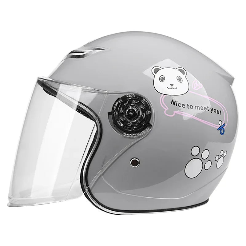 Children Kids Helmet With Cute Cartoon Pattern New Anti-Fall Four Seasons Safety Protection Grey