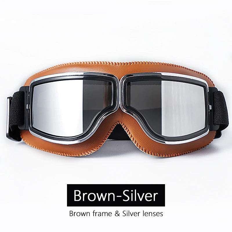 Universal Motorcycle Vintage Goggles Leather Motorbike Scooter Biker Moto Glasses Goggles for Steampunk Helmet Goggles Dustproof