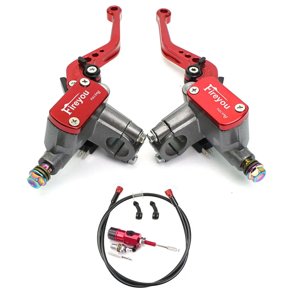 22mm Motorcycle Hydraulic Clutch Kit Brake Master Cylinder Kit For Honda Yamaha Kawasaki Suzuki Dirt Bike Sport Bike Scooter Red Set