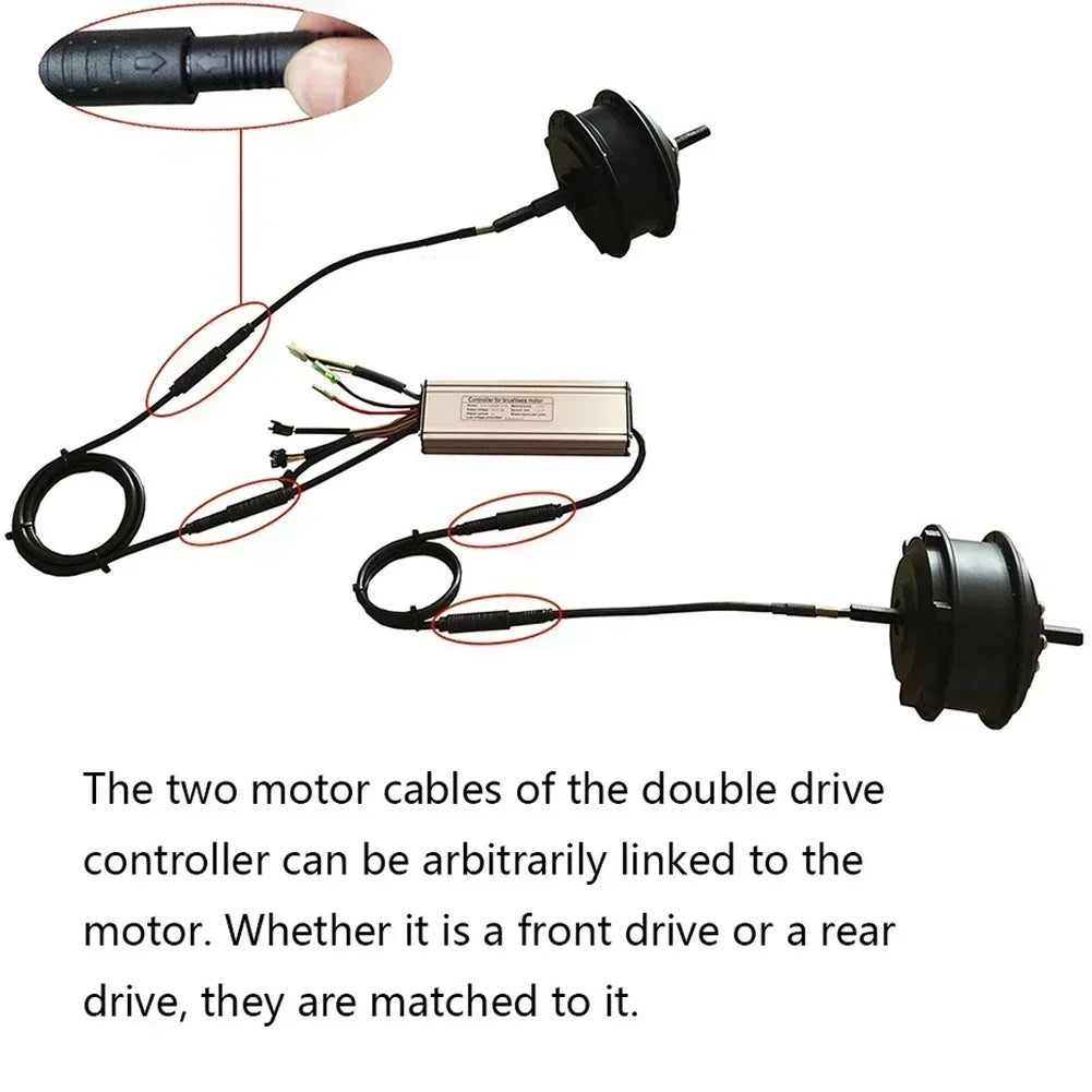 36/48V Ebike KT Controller Mountain Bike Modified For Kunteng 15A Dual Drive Controller For MTB Lithium Battery Conversion