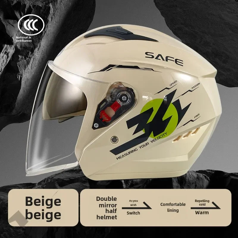 helmet motorcycle winter warm women's winter men's double mirror four-season helmet