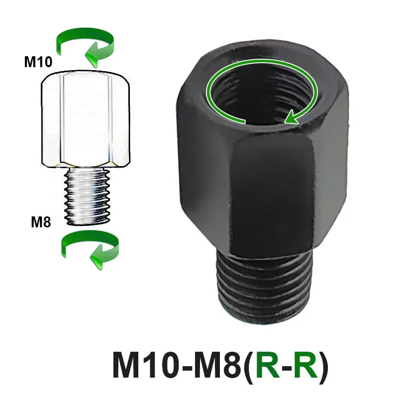 Black Mirror Adapter M10 M8 10MM 8MM Motorcycle Scooter Rearview Mirrors Adapters Right Left Hand Thread Conversion Bolt Screws M10-M8(R-R)