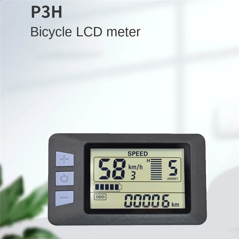 AA90 P3H LCD Display Meter Dashboard 24V 36V 48V 60V Electric Bike Meter Display Panel for Electric Scooter(5PIN)