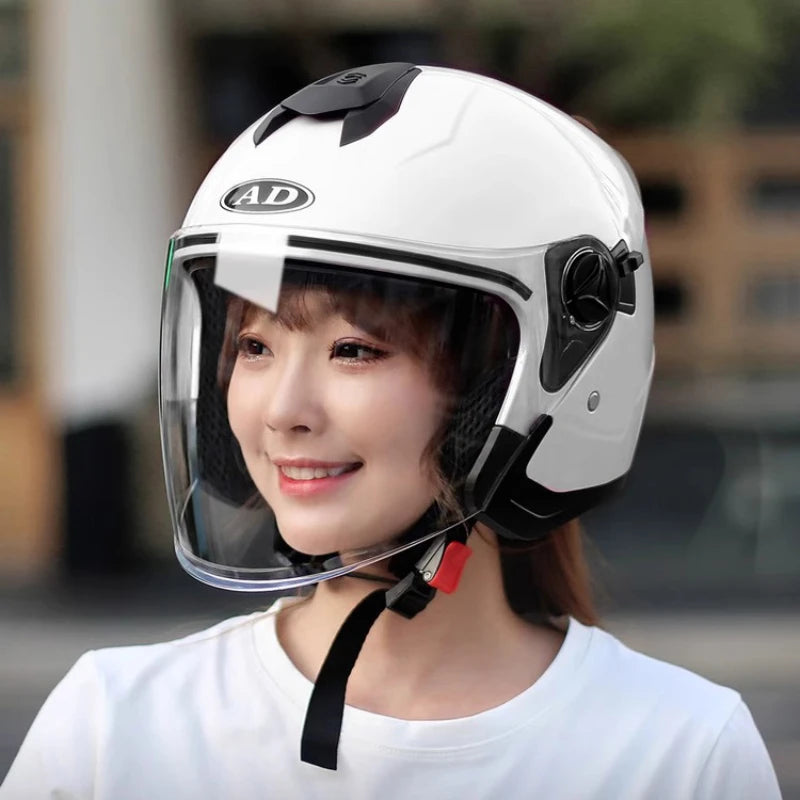 Electric Car Helmet Ladies Winter Warm Battery Car Helmet Four Seasons Motorcycle Half Helmet Male