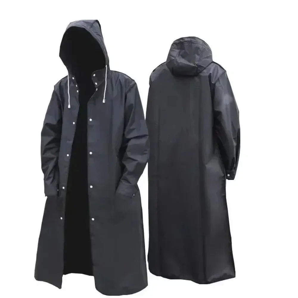 Disposable Transparent Raincoat | Long Full-Body Rainproof Poncho | Unisex Portable Adult Rain Gear | Emergency Waterproof Cover black