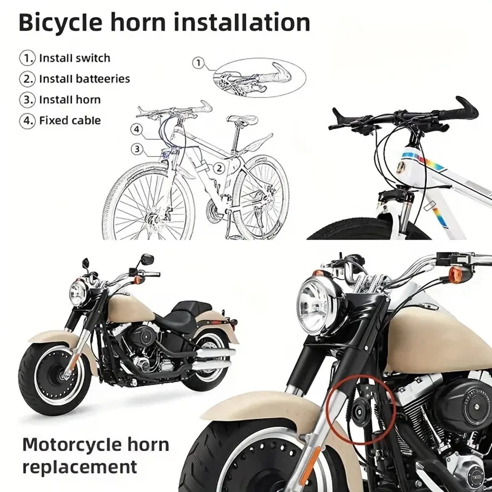 Motorcycle Electric Horn Kit Universal Waterproof Round Loud Horn Speakers 12V Horn 1.5A 105db Signal for Motorcycle Accessories
