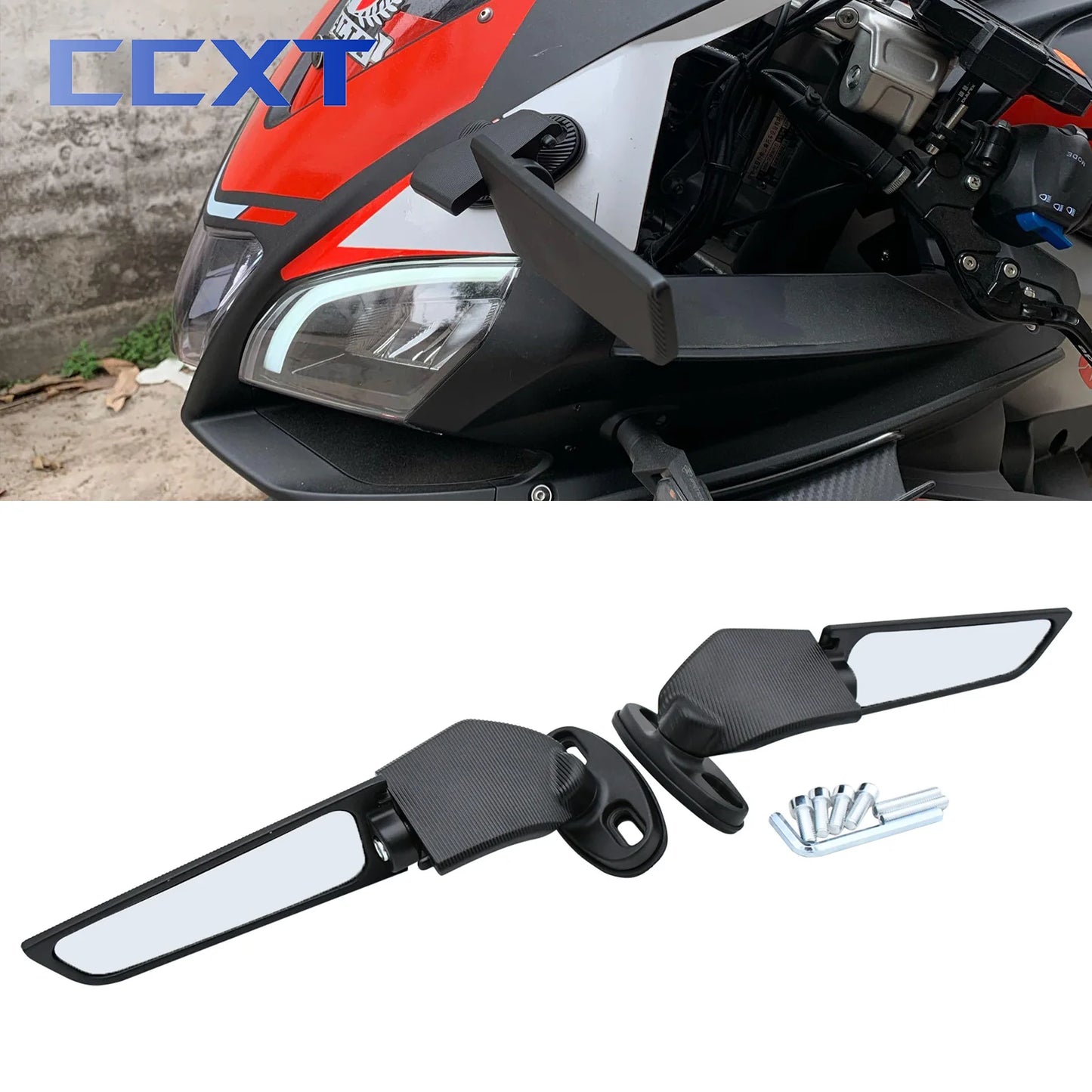 Motorcycle Mirror Modified Wind Wing Adjustable Rotating Rearview Mirror