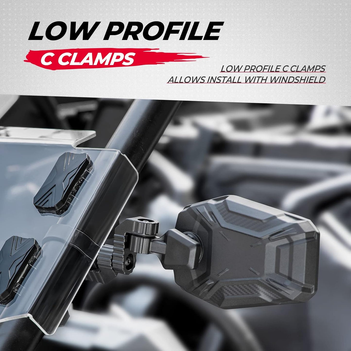 KEMIMOTO UTV Side Mirrors for 1.65-2 Inch Roll Bar - Compatible with Polaris RZR, Can-Am Maverick X3, and More