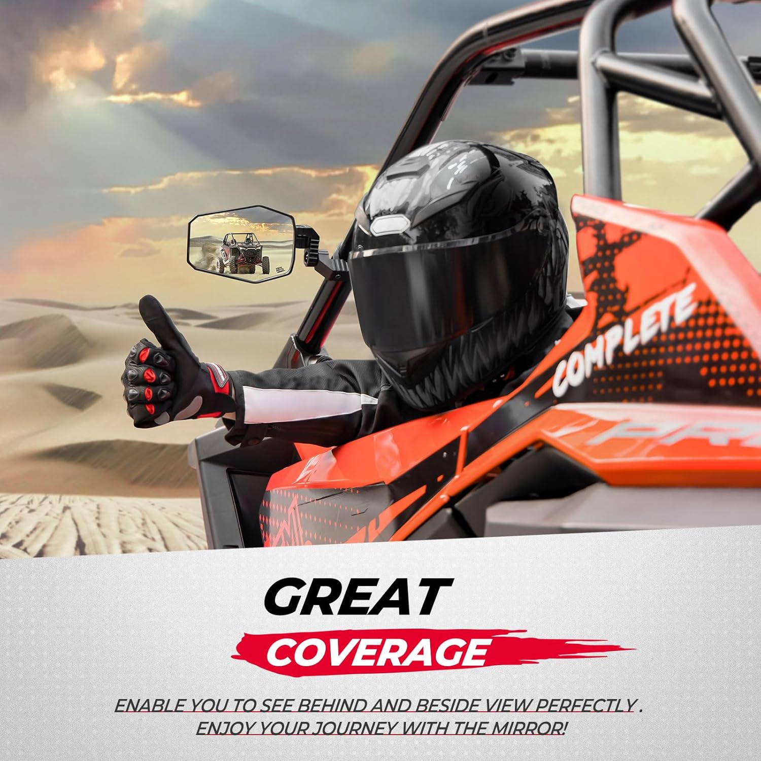 KEMIMOTO UTV Side Mirrors for 1.65-2 Inch Roll Bar - Compatible with Polaris RZR, Can-Am Maverick X3, and More