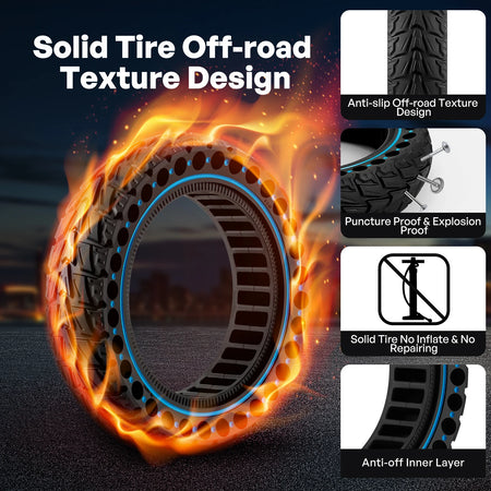 10x2.5 puncture-proof solid scooter tire compatible with Ninebot G30 series