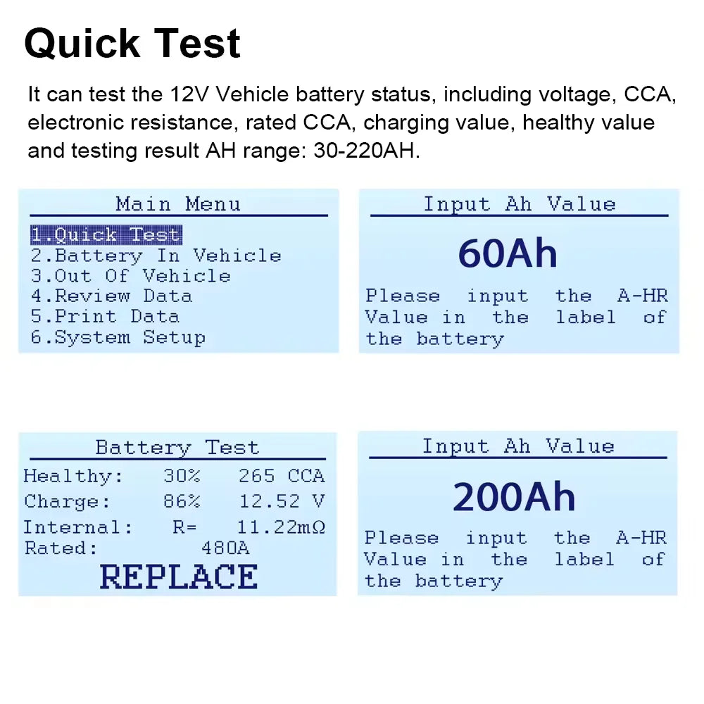 12V automotive battery load tester 100-2000 CCA